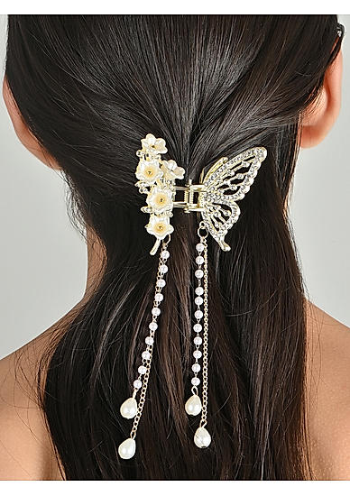 Floral Butterfly Claw Hair Clip women