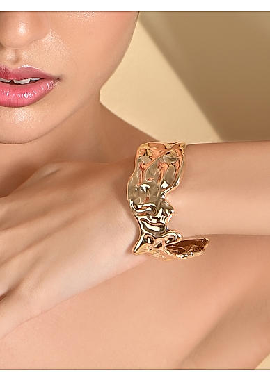 Gold Molten Partywear Bracelet Women