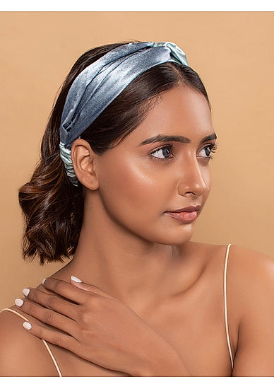Sky Light Pale Blue Ombre Elegant Solid Satin Twisted Hair Band/Head Band For Women