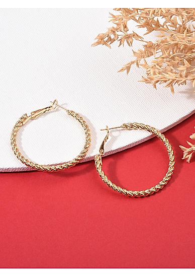 Toniq Stylish Gold Plated Twisted Hoop Earring for Women