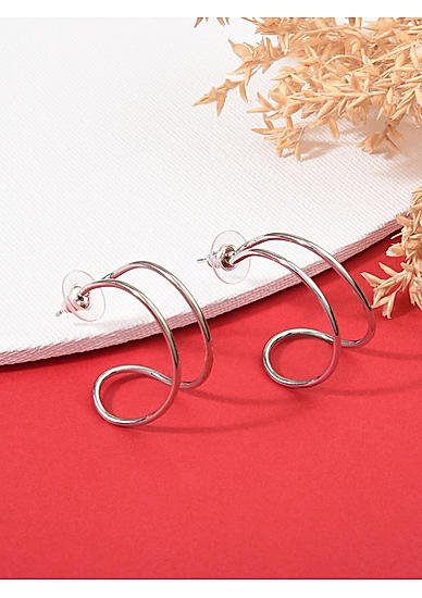 Toniq Stylish Silver Plated Double Strand Hoop Earring for Women