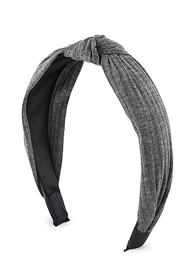 Toniq Grey Ribbed Top Knot Hair Band For Women