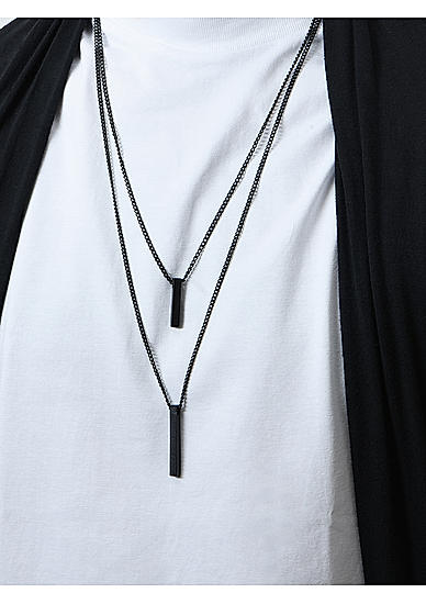Amazon.com: 2 Types of Tungsten Black Bar Necklaces Bundle : Clothing,  Shoes & Jewelry