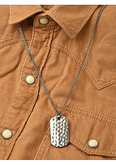 The Bro Code Black Dog Tag Charm Cuban link Chain Necklace for Men