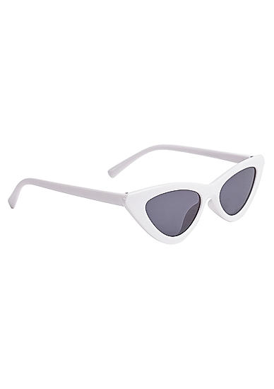Kids White Cat Eye Shape Sun Glasses