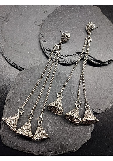 Silver-Toned Dome Shaped Jhumkas