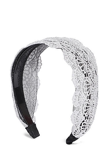Women White and Black Lacy Hairband
