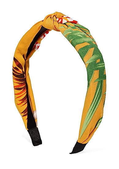 Yellow and Green Printed Top Knot Hairband