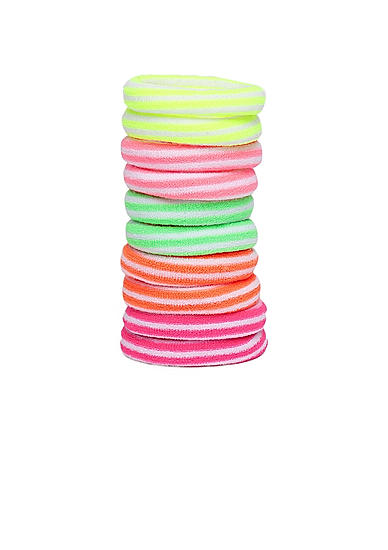Set of 10 Striped Rubber Bands for Girls