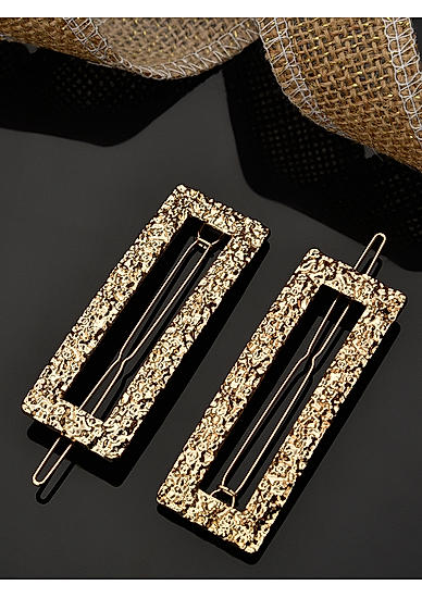 Set Of 2 Gold Plated Textured Bumpit Hair Pin