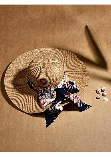 Venice Beach Beautiful Brown Printed Black Scarf Summer Beach Hats For Women