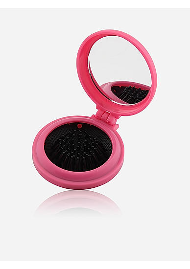Pink Beach Vacation Pop Up Kids Hair Brush with Mirror