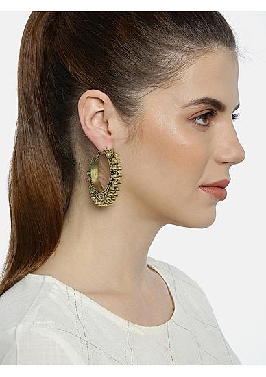 Gold Ghungroo Hoops Earring