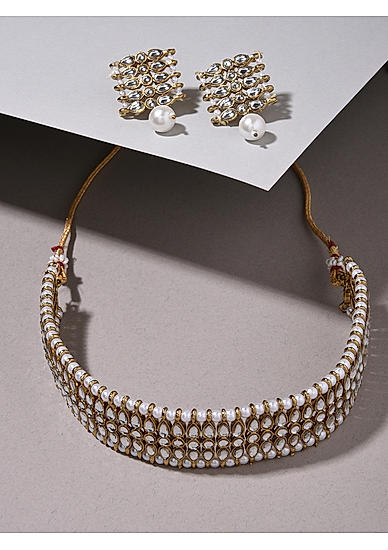 Fida ethnic Traditional Gold Plated Pearl Kundan Jewellery set for Women