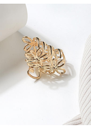 Gold Plated Floral Claw Clip 