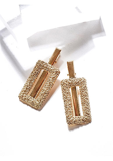 Set Of 2 Gold Plated Textured Alligator Hair Clip