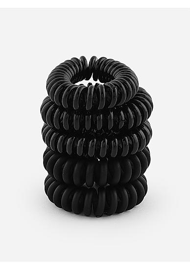 Set Of 5 Balck Wired Spiral Rubber Band 
