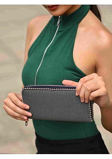 Black Zip Around Wallet For Women