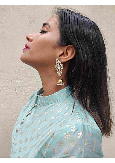 Kundan Gold Plated Floral Jhumka Earring