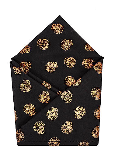 Brocode Classic Mens Premium Black and  Gold Wedding Collection Pocket Square