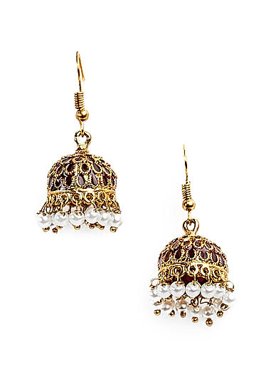 Fida Ethnic Indian Traditional Gold Pearl Jhumka For Women