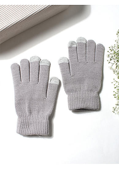 Grey Winter Unisex Touch Screen Knitted Winter Gloves