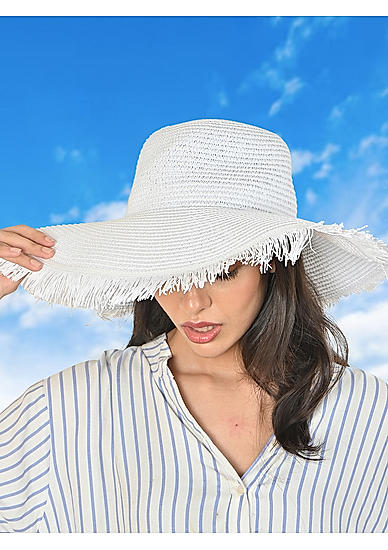 Women White Foldable  Summer Beach Floppy  Hat