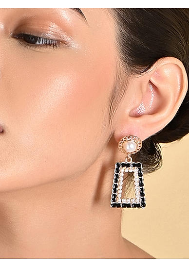 Gold Black Korean Drop Earrings Women