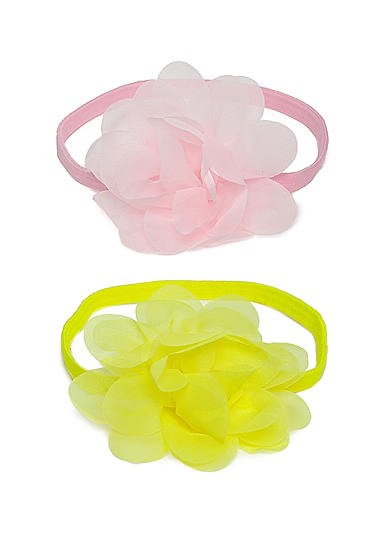 Set of 2 Yellow & Pink Floral Elasticated Hair Band 