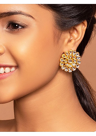 Kundan Gold Plated Floral Stud Earring