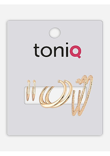 Toniq Gold Plated Set of 3 Hoop Earrings for Women