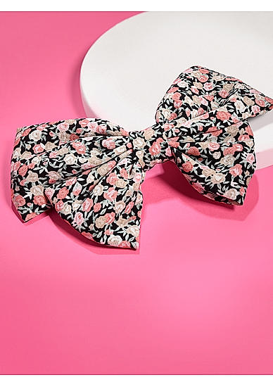 Multicolor Floral Printed Bow French Barrette