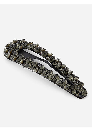 Black Stones Embellished Tic Tac Hair Clip