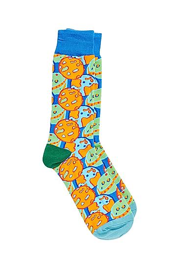  Bro Code Men Blue and Orange Patterned Above Ankle-Length Socks