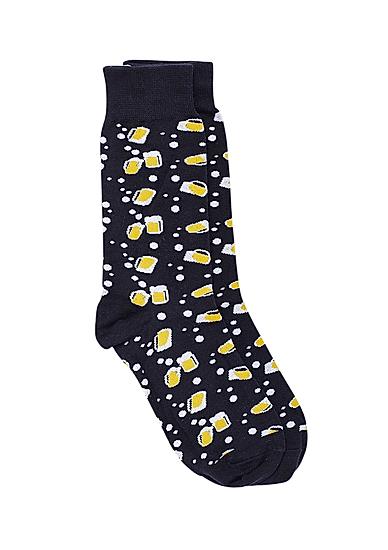  Bro Code Men Black and Yellow Patterned Socks