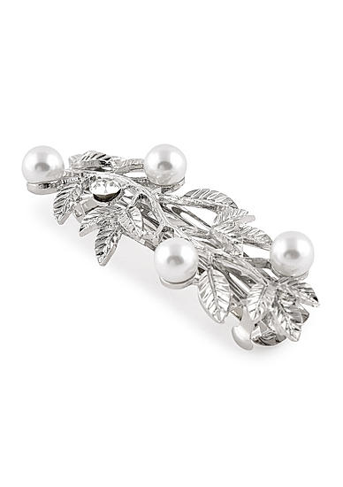 Toniq Elegant Wedding Silver Floral Barrete Hair Clip For Women