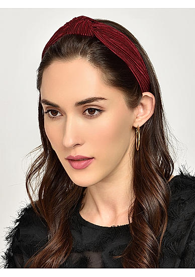 Toniq Stylish Pleated  Maroon Top Knot Hair Band For Women