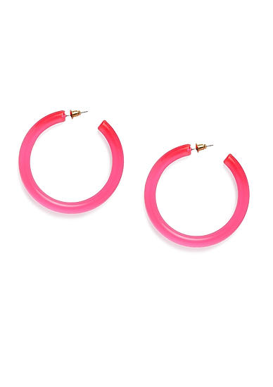 ToniQ Acylic Neon Pink Hoop Earring For Women