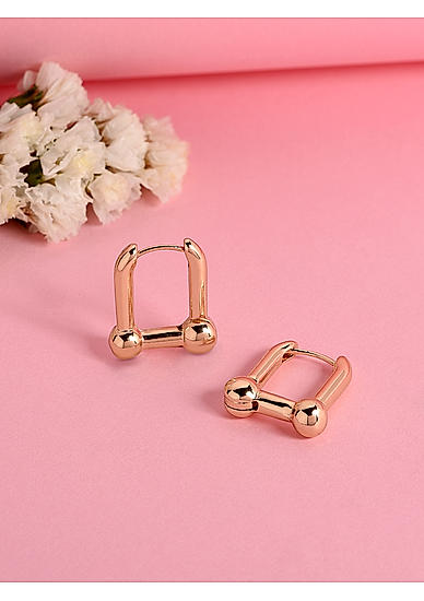 Gold Plated Contemporary Geometric Hoop Earring