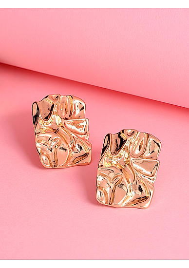 Gold Plated Contemporary Stud Earring