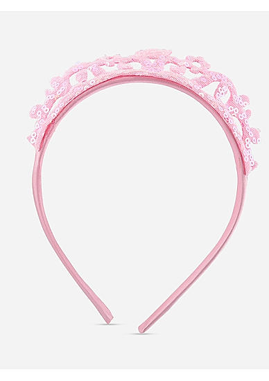 Pink Sequin Crown Kids Hair Band
