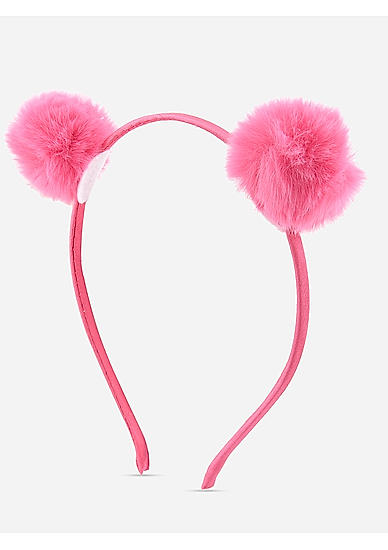 Pink Pom Pom Cat Ear Party Kids Hair Band 
