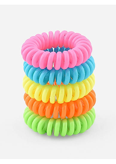 Set of 5 Spiral Multicolor Pastel Wired Kids Rubber Band