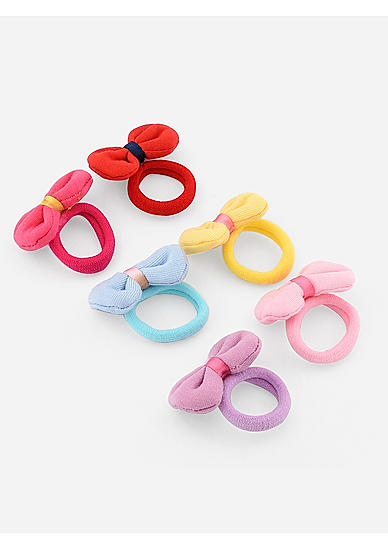 Set Of 6 Muticolor Bow Kids Rubber Band 