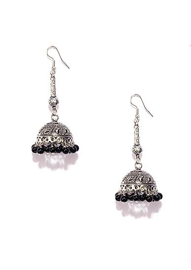 Silver-Toned Dome-Shaped Jhumkas-ONESIZE-Silver