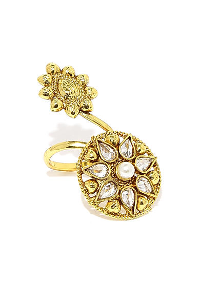 Gold-Toned Floral Adjustable Ring