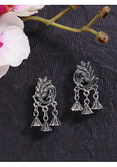  Ethnic Indian Traditional Silver Jhumka Earrings For Women