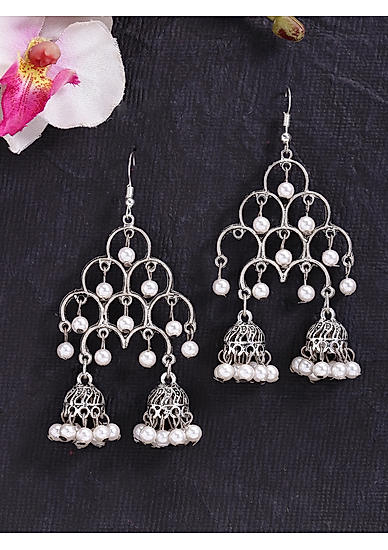 Beads Silver Plated Jhumka Earring