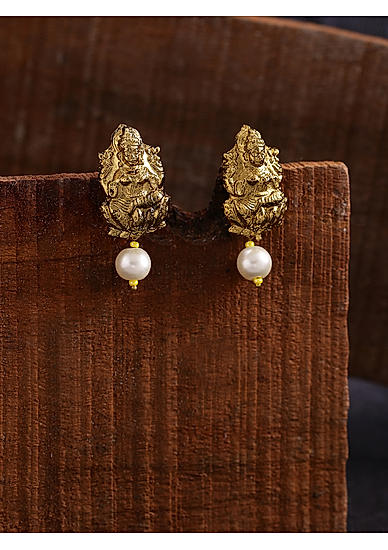 Gold Plated Lakshmi Temple Stud Earring