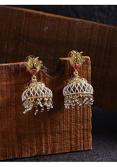 Ghungroo Dual Toned Lotus Jhumka Earring